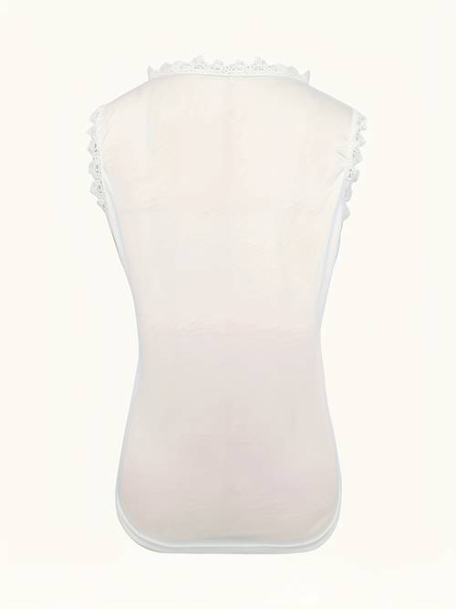 womens sleeveless lace top with hook white square neck casual versatile for top elegant lace neckline top