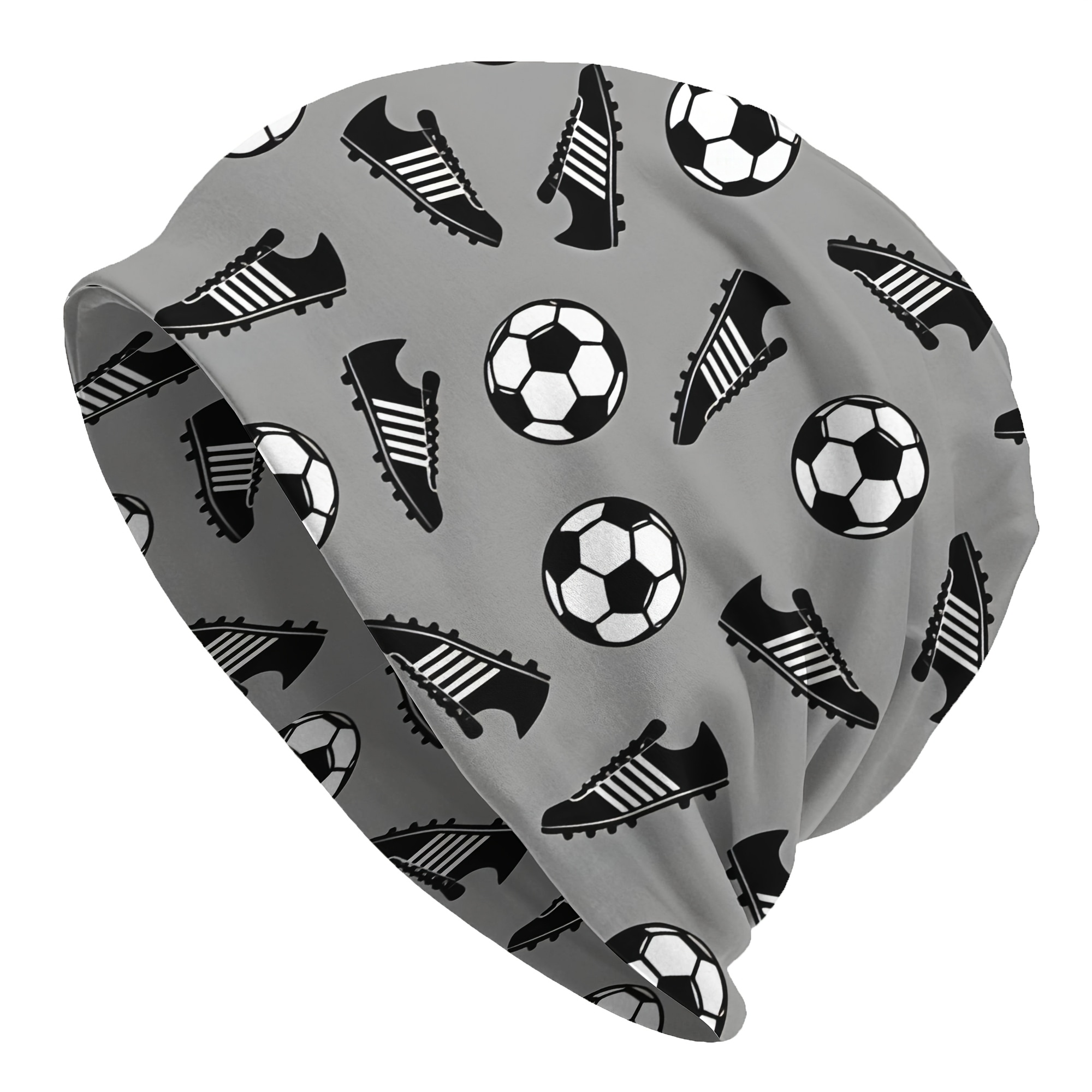 TEMU Football Cleats Print Men's Beanie, Streetwear Style Turban, Graphic Hat 2d Print Design