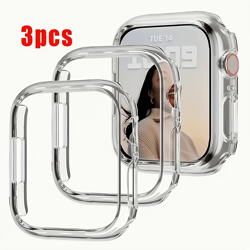 TEMU Lot de 3 coques rigides en PC compatibles pour Apple, étui de pour Apple Watch 40/41/45/44/46/49 mm, cadre semi-coque -rayures en PC pour montre