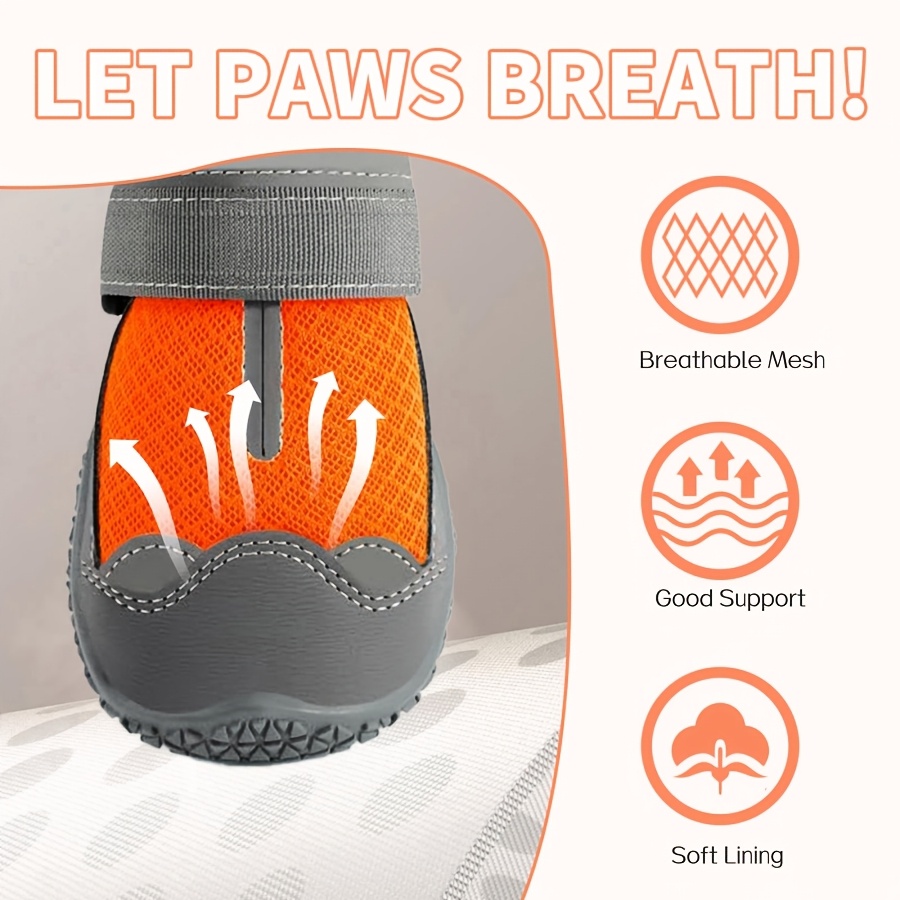 4pcs Water-Resistant Dog Boots with Adjustable Straps