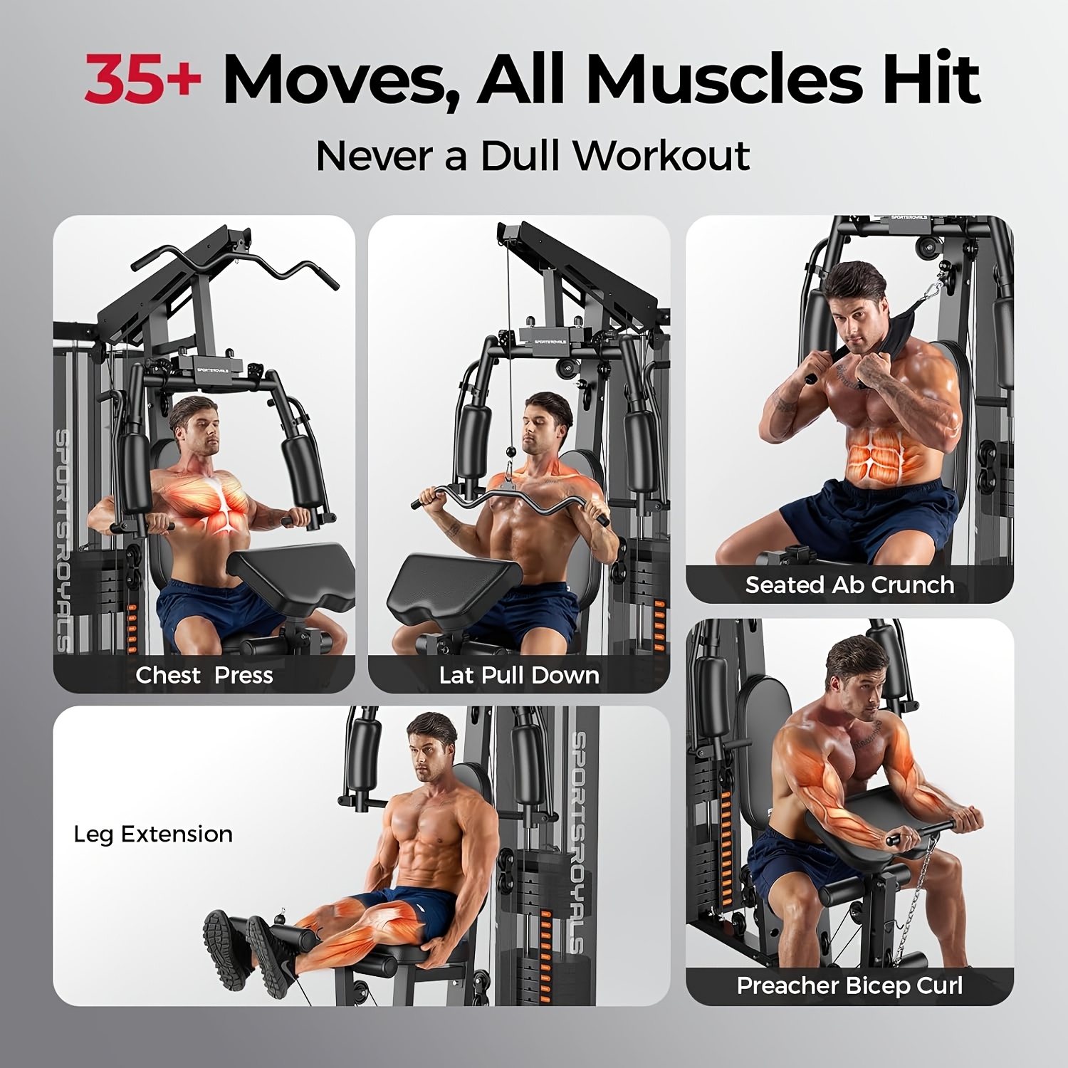 for home gym multifunctional workout station with leg press 150lbs weight stack full body workout equipment for home exercise fitness strength training suitable for fitness men women without battery Product details 5