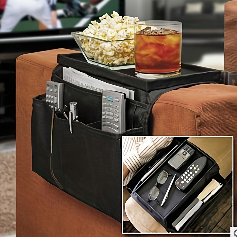 Leder Sofa Armlehne Organizer, handgefertigte Couch & Sofa Caddy mit 4  Taschen für Telefon, Buch, Mini-Magazine, Mini-Tablets, Fernbedienungen -   Österreich