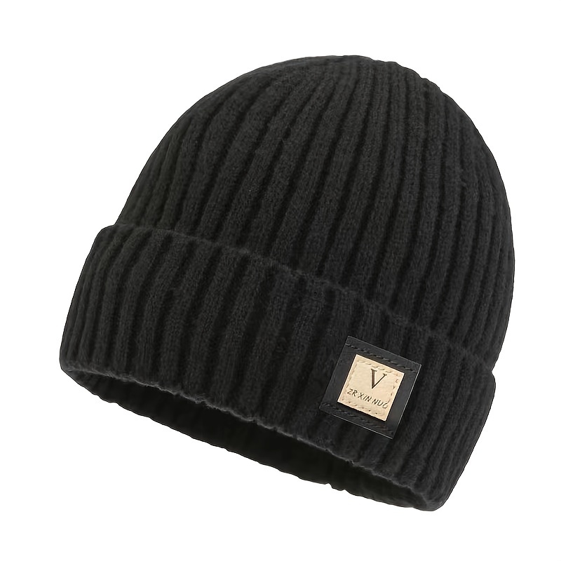 Hat Men's Winter Korean Simple Letter Hat Outdoor Sports Winterization Thickened Ski Hat Thermal Pullover Hat