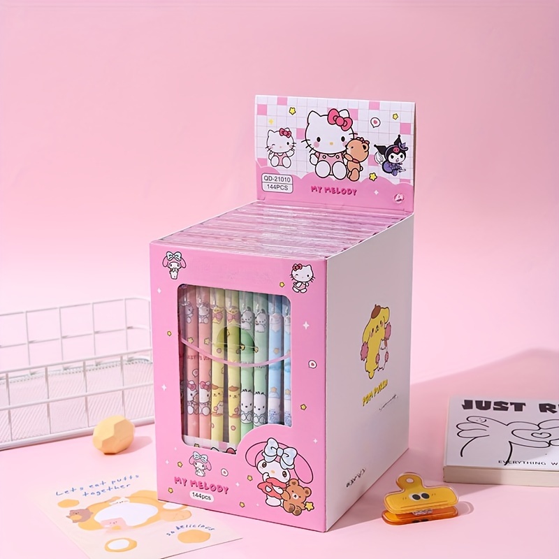 

Hello Kitty Gel Ink Rollerball Pens - 12pcs Erasable Neutral Pens With Melody, Kuromi, Cinnamoroll Designs For Office & School Stationery