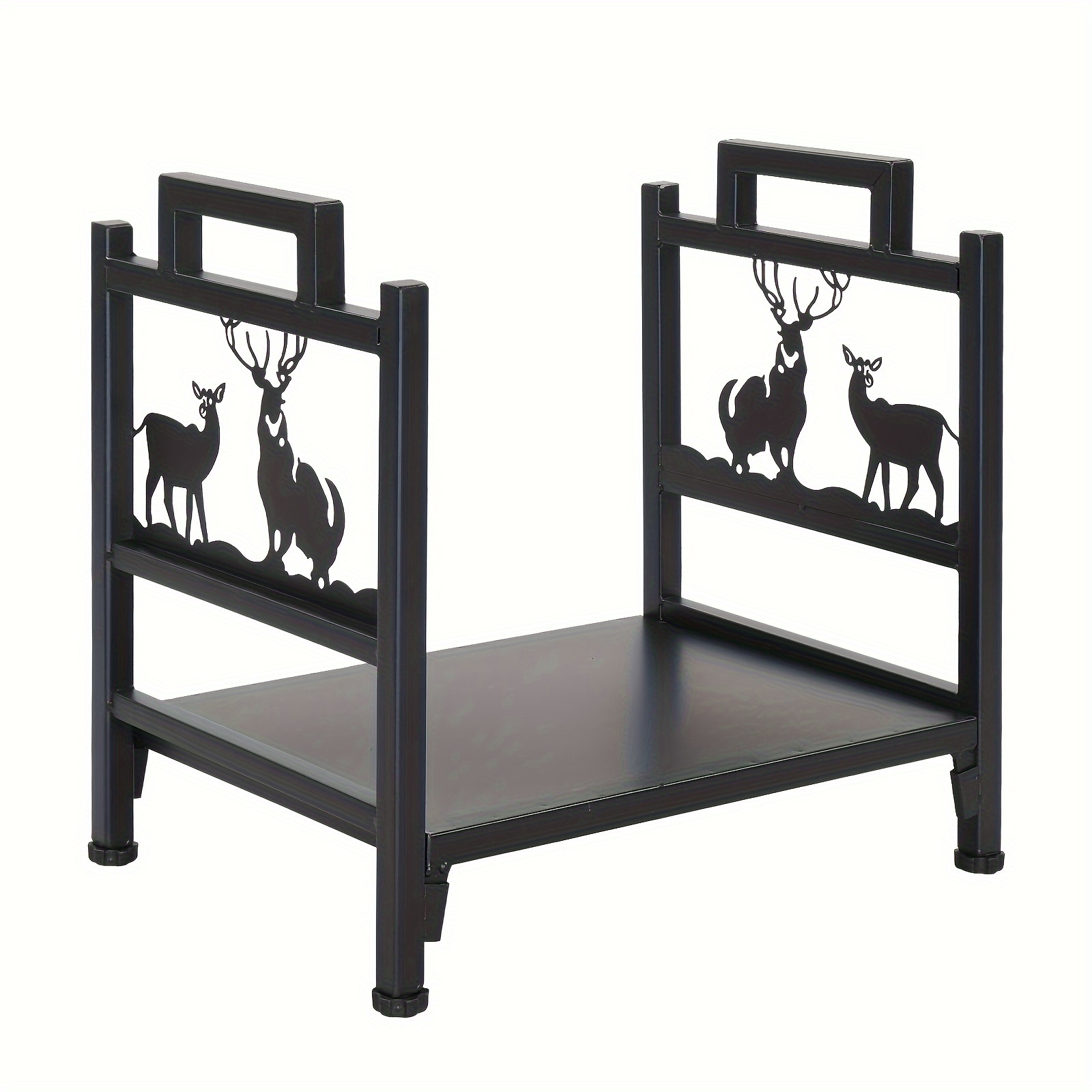 TEMU 1pc Ubesgoo Single Layer Firewood Holder With Animal Pattern , Small Iron Lumber Storage Holder, Wood Pile Stacker Organizer For Indoor Outdoor