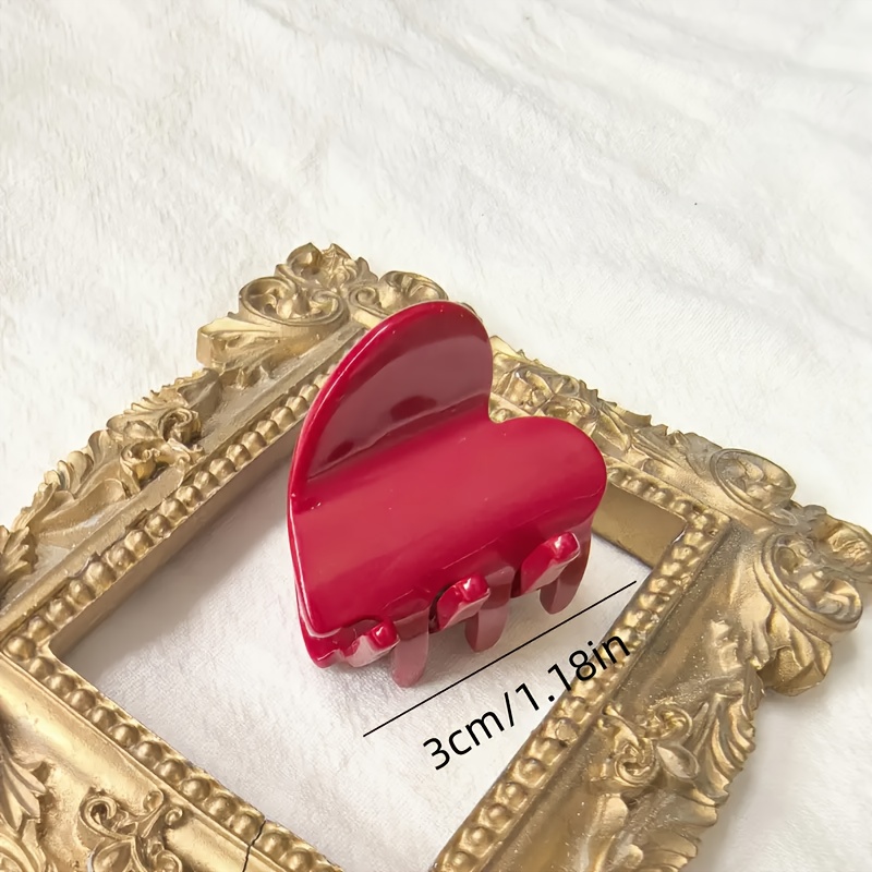 TEMU 1 pz/4 pz/6 pz Fermagli per capelli a cuore in acetato, Dolci fermagli per capelli coreani stile , Adatti per ciocche ribelli e acconciature