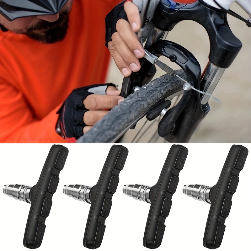 4pcs Bike Brake Pads Liners, Professional V-shaped, Advanced, Black Rubber, For And Road Bike Bicycle Calipers