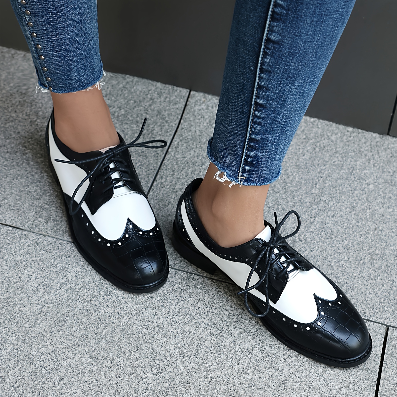 zapatillas cuero mujer estilo vintage diseño brogue Temu Guatemala