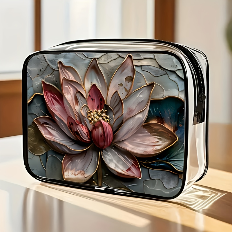 A Stylish Large Capacity Pvc Makeup Bag With Zipper Closure - High- Toiletry Organizer, Lightweight For Women And Girls, Gift For And - Portable And Easy-to- Organizer | Transparent Material