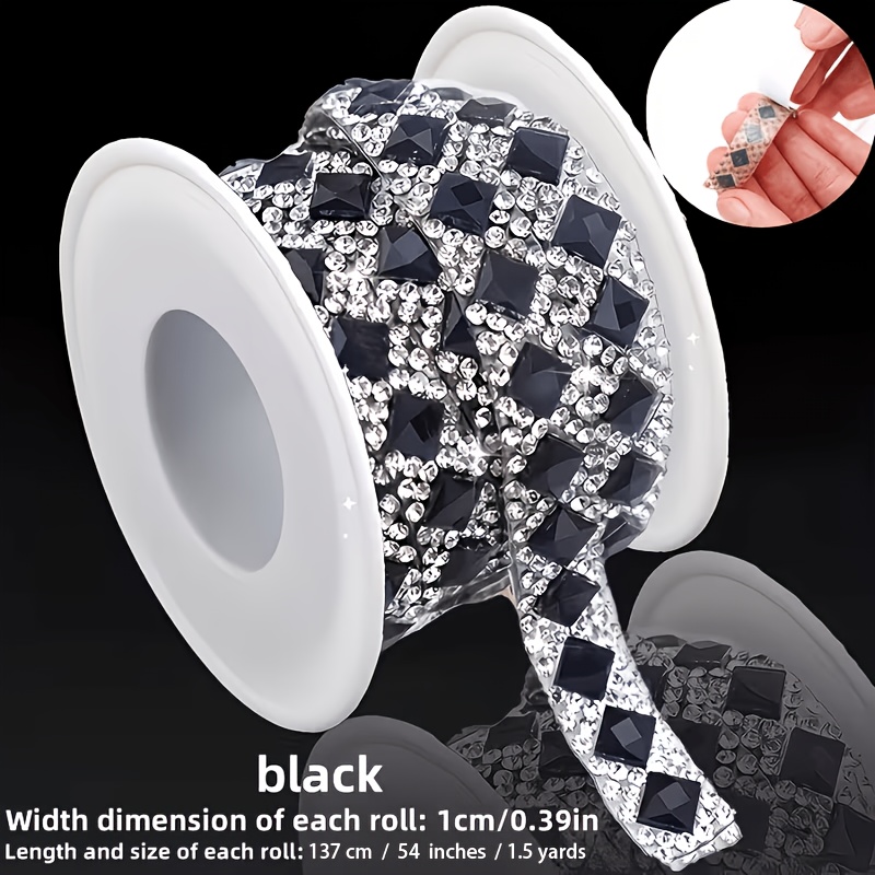 TEMU 1 Roll 1.5 Yards/54 Inches Self-adhesive Glass Rhinestone Tape, Multi-colors Decorative Rhinestones, Rhinestone Seam Tape, Shiny Self-adhesive