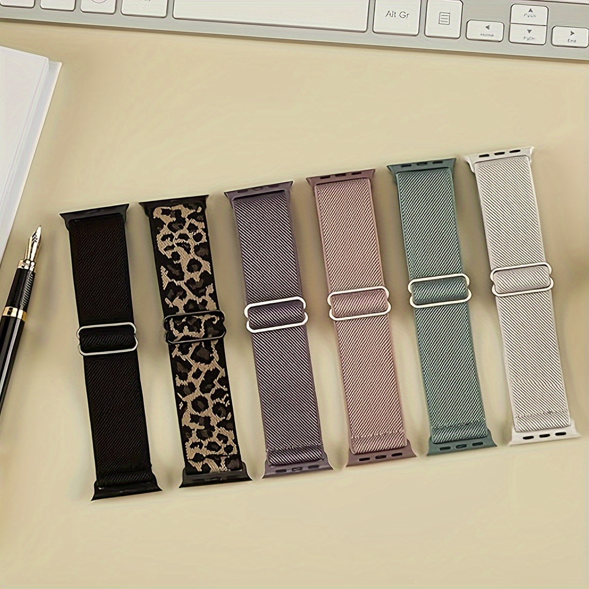 6-pack Nylon Sport Elastic Bands Compatible With Watch 38mm-49mm, Non-water Resistant Polyamide Wristband Straps For Iwatch /se/ultra/9/8/7/6/5/4/3