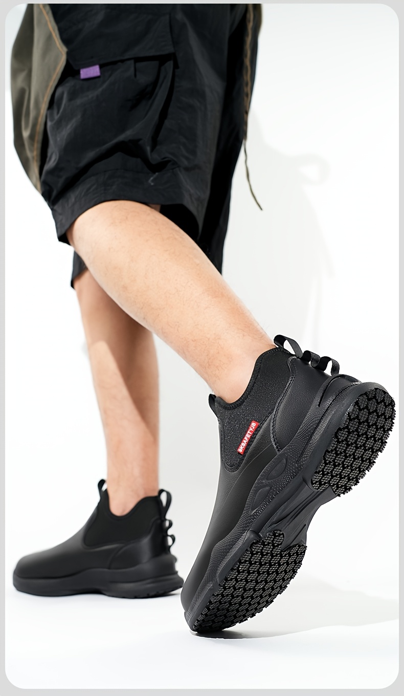 mens slip on chef shoes anti slip durable rubber sole ultra thick   traction   calf ankle support fabric lined   for kitchen outdoor commuting solid   kitchen shoes Product details 13