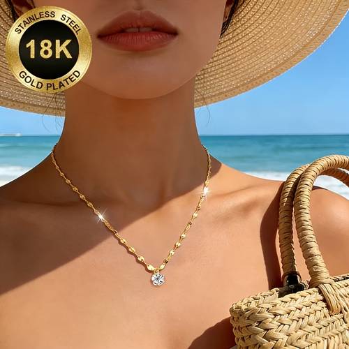 hochwertige, elegante exquisite halskette aus 316l-edelstahl, 18k vergoldet. vielseitiges, ganzjähriges mit einem anspruchsvollen . für den , partys, versammlungen, , verabredungen strandausflüge. das perfekte valentinstags- weihnachtsgeschenk, eine
