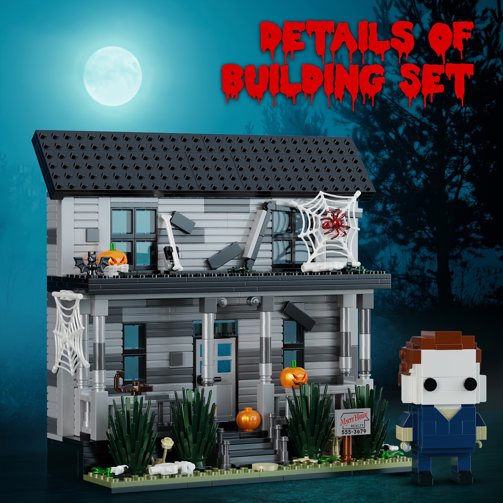 TEMU 586pcs Architecture Michael Building Blocks Playset Fan Building Blocks Toys With Figures Fun Halloween Decorations Best Holiday Gift For