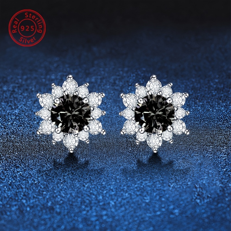 925 Silver Moissanite Snowflake Stud Earrings