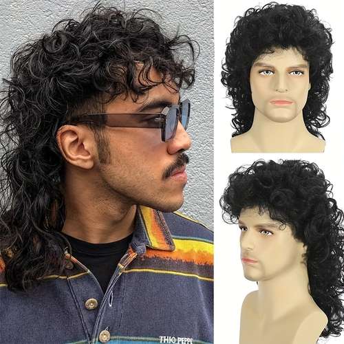 Linfairy 70s/80s Short Black Wig - Synthetic Heat-Resistant Fiber, 35cm, Halloween Cosplay Costume Wig For Women