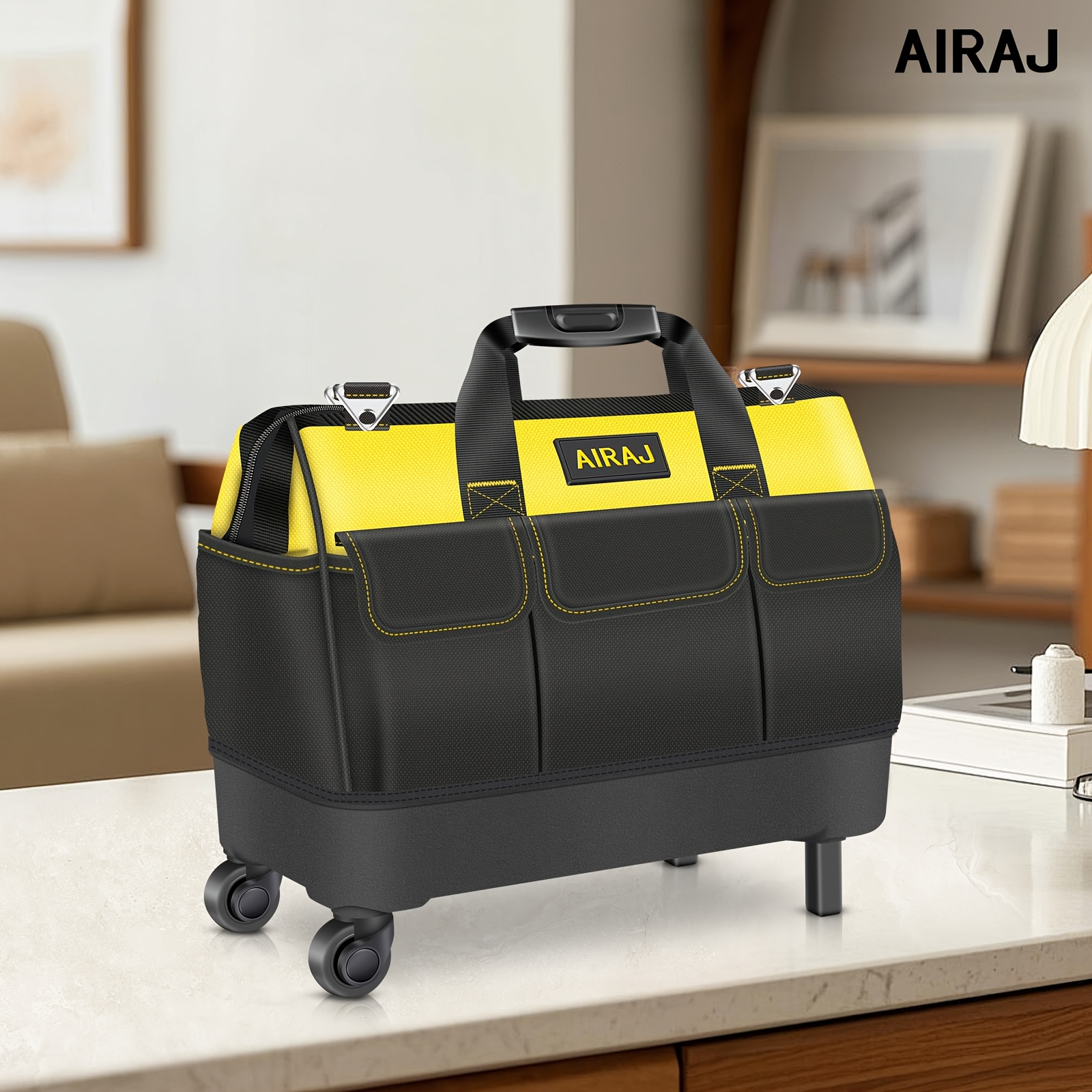   20 inch heavy duty rolling tool bag tool box with adjustable telescopic handle 360 spinner wheels large capacity high quality wear resistant thickened oxford fabric for professional tool organization ergonomic   0