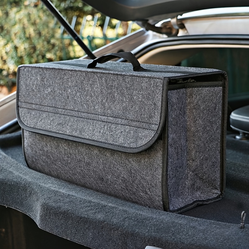 TEMU Scatola portaoggetti pieghevole in per bagagliaio auto con , organizer interno grigio scuro per veicoli, cuciture rinforzate, borsa portaoggetti