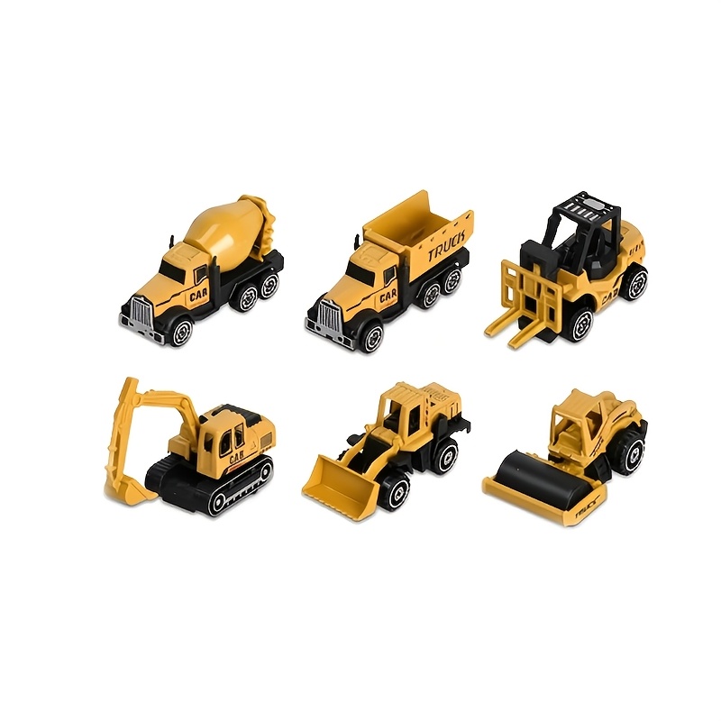 Image of Crane Truck Toy Set, Children's Mini Simulation Mixer Truck, Dump Truck, Forklift, Excavator, Loader, And Models, Suitable As A Gift For Boys, Children's Birthday Gift, 6pcs Set