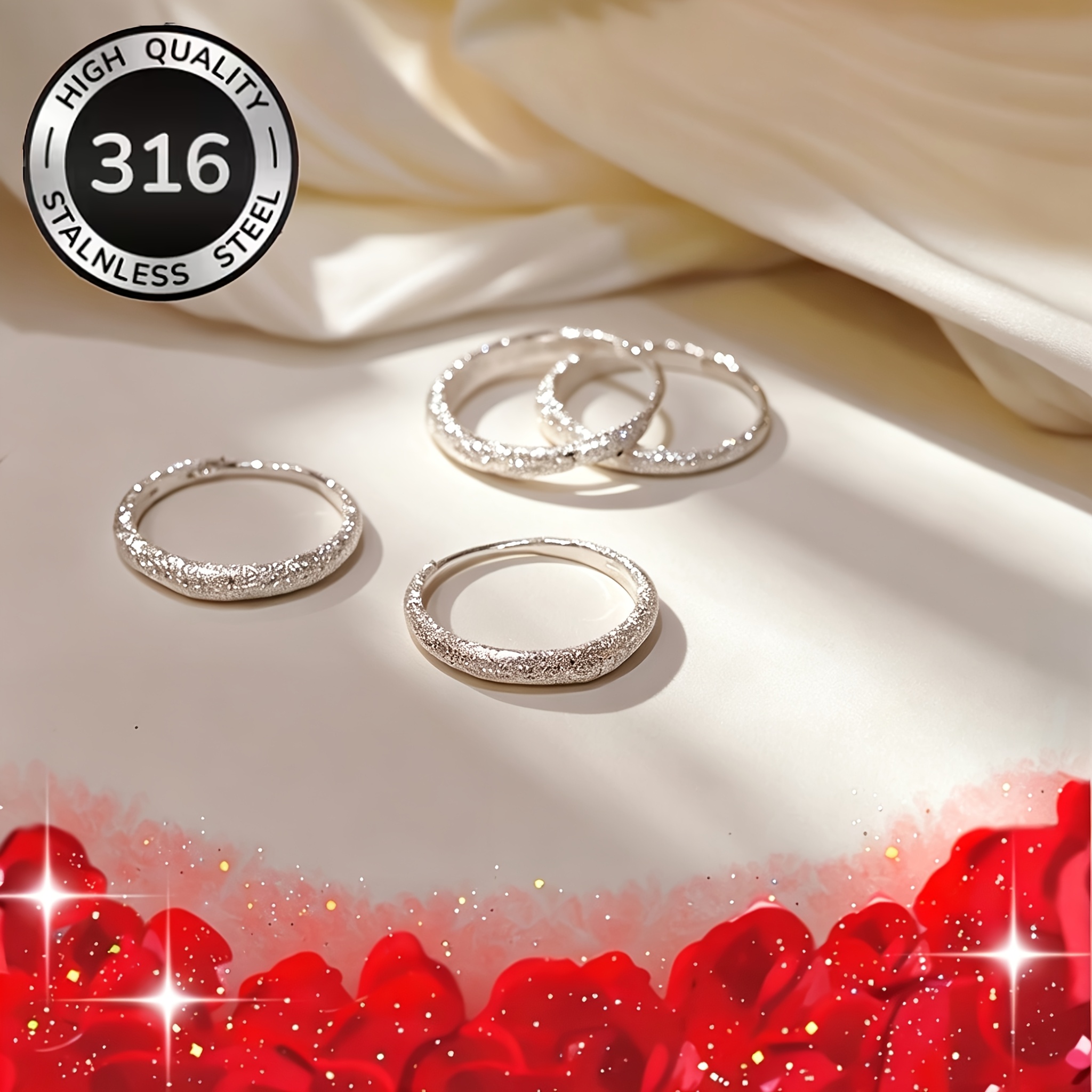 TEMU [4pcs Set Of Steel Women's Earrings], Starry Shimmering Hoop Earrings Matte Sparkling Hoop Earrings Valentine's Day Mother's Day Jewelry Gift,