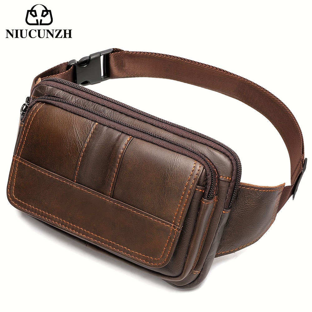 1 pieza, bolso de cintura/pecho de cuero   para hombre, bolso cruzado casual para viajes 7