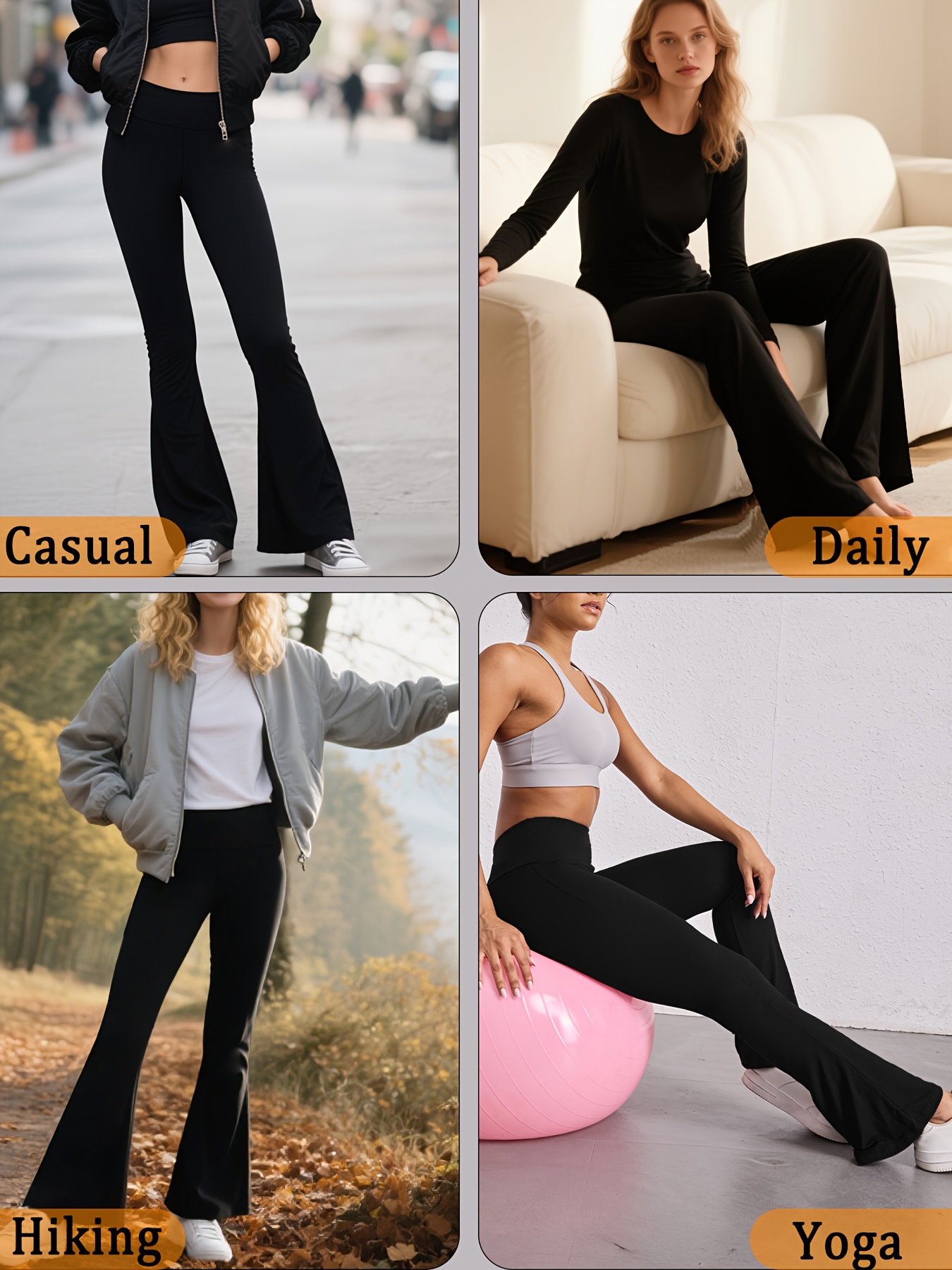4-Pack Women's High Waisted Flare Pants