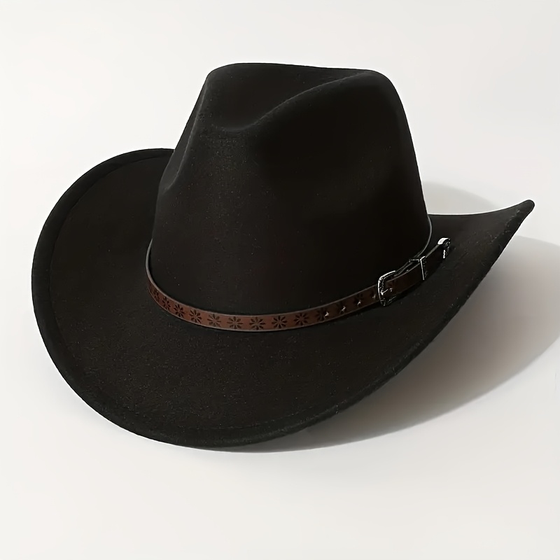 TEMU 1pc Classic European & Wide Brim Cowboy Hat Unisex Riding And Western Themed Events