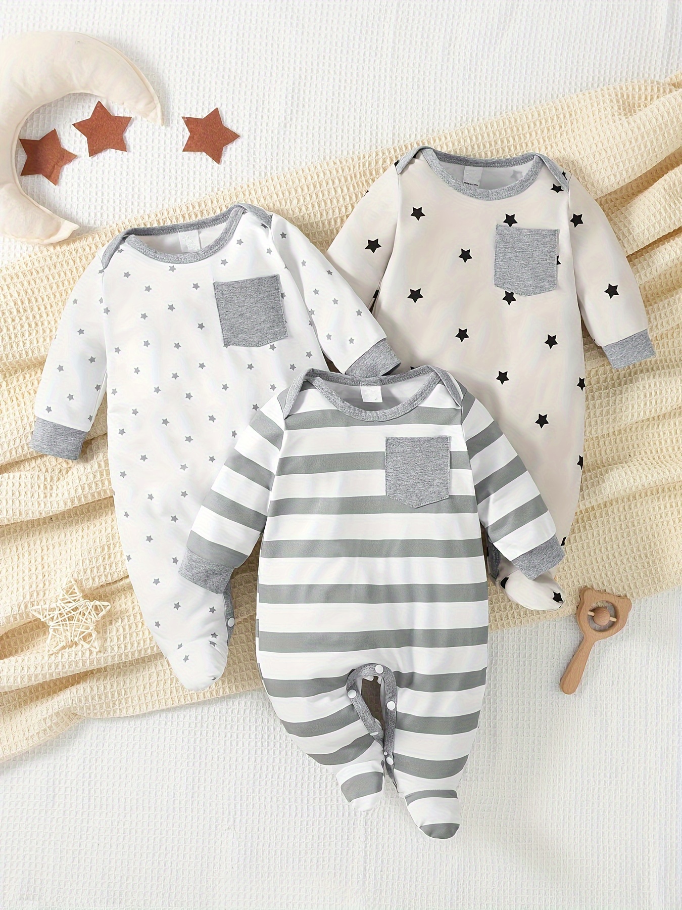 Newborn Onesie Three-Piece Set, Perfect for Outdoor