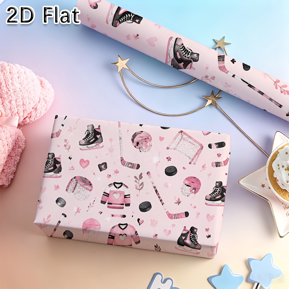 TEMU [2D Plat] 1pc avec Adorables de Hockey sur Glace Rose, Idéal pour de Cadeaux de Fêtes et la Décoration de Scènes Festives