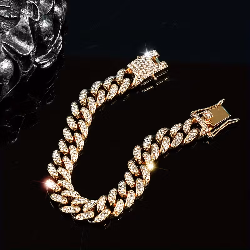 shiny bracelet cuban chain bracelet exaggerated hip hop style hand chain jewelry party favors Product details 5