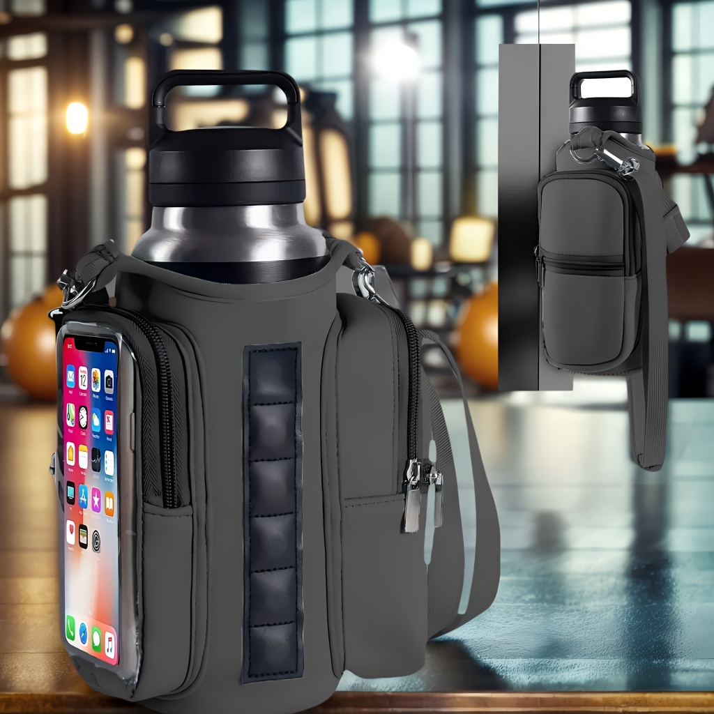 TEMU Bolsa de gimnasio magnética unisex con correa de ajustable, botella de agua de oficina con bolsillo magnético mejorado, adecuada para viajes,