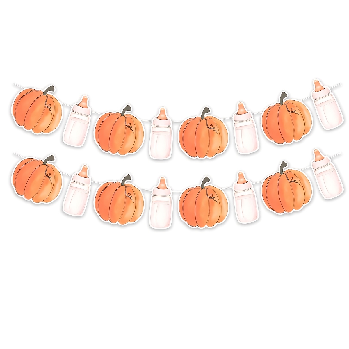 TEMU 2 Sets de guirlandes de bannière de douche de citrouille aquarelle, découpes en papier orange d'automne, décoration polyvalente pour une douche
