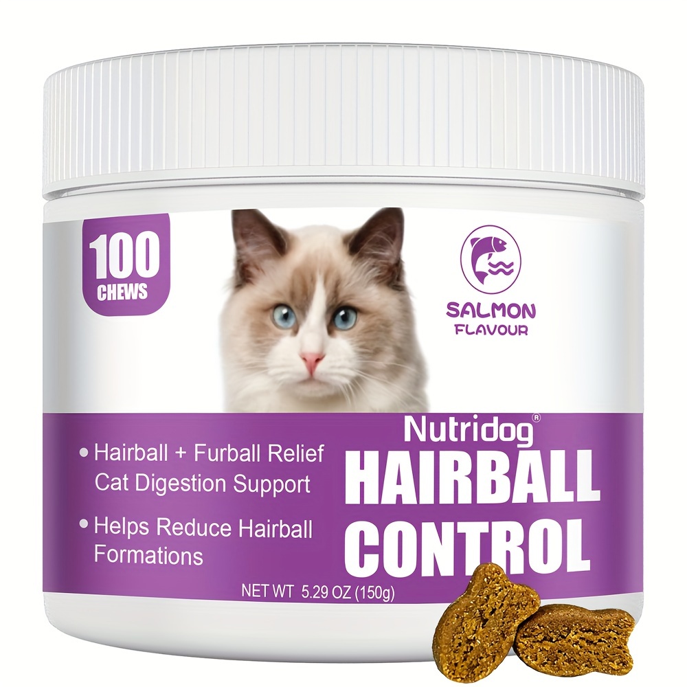Nutridog Hairball Aid Supplement For Cats, For Cat Stuff, 100 , Hairball Control For Cats, Eliminate Hairballs, For Hairball Control And Digestive Support