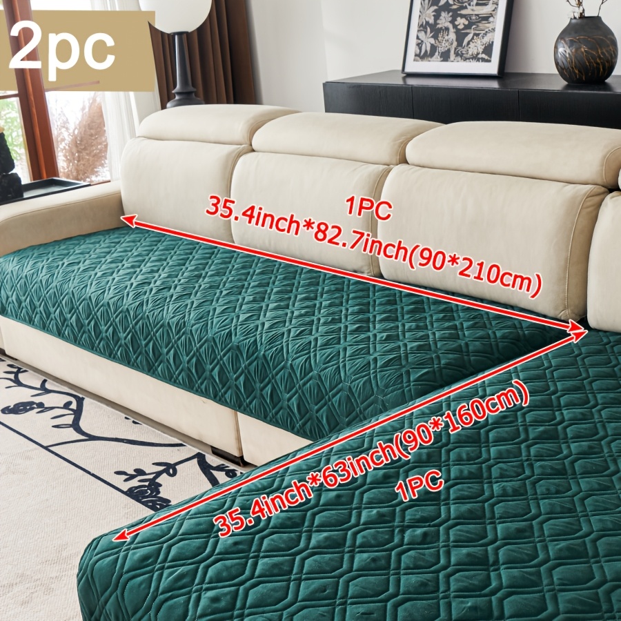 TEMU 2pcs Embossed , Wear-resistant Non-slip Pet-friendly Sofa Cushions, Machine Washable For L-shaped Sofas