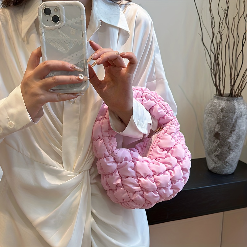 TEMU Cloud-like Puffy Bubble Quilted Women's Handbag - Soft, Lightweight Casual Purse With -padded Quilting Design
