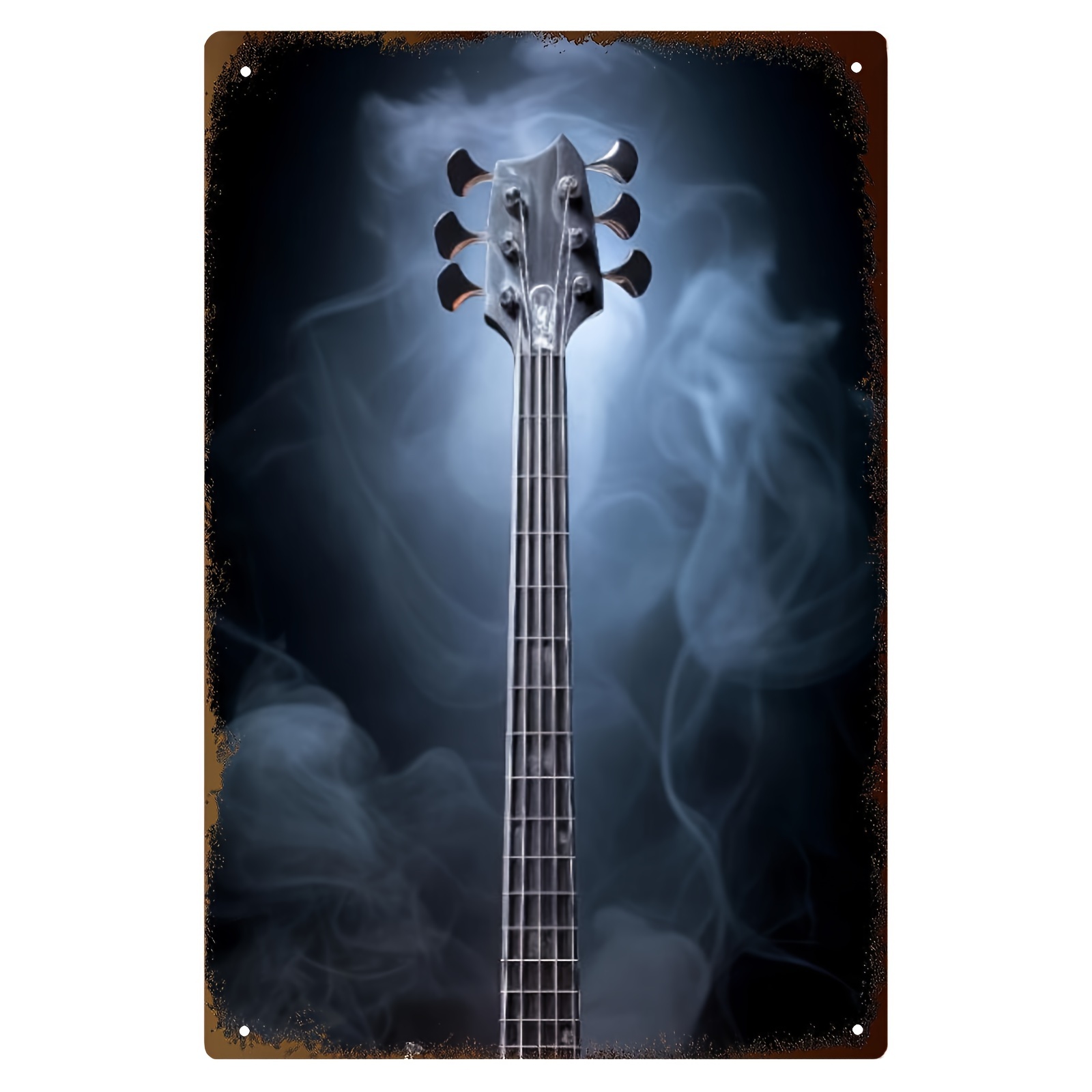 

1pc Metal Bass Guitar Art, 8x12 Aluminum Decor For , , Bar, Club, , , , Bedroom, Bathroom,