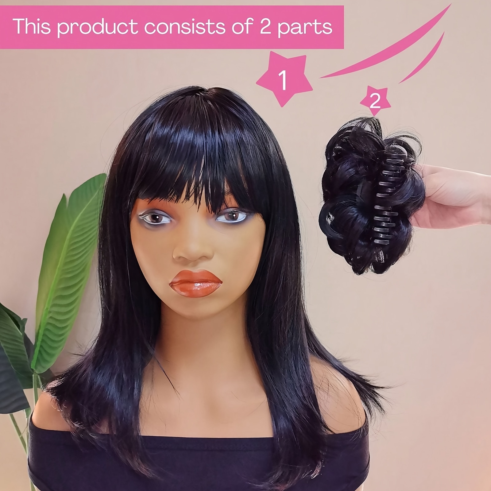 gothic bride black cosplay wig bun 14 medium long straight Temu