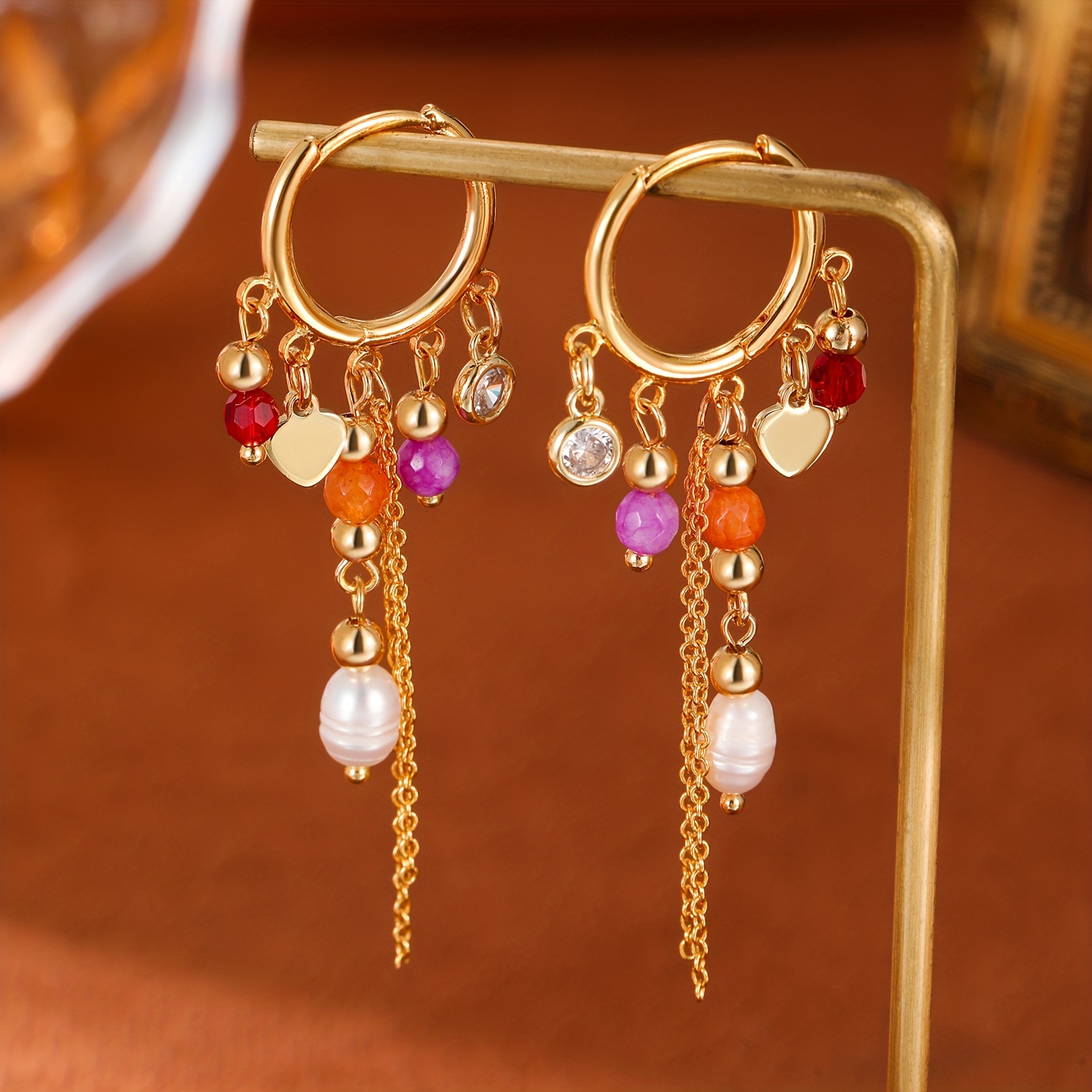 E-shop 2 Stück Vintage Elegante Quasten-Ohrringe für Damen, Vielseitiges Modeaccessoire, Klassischer Schmuckgeschenk für Partys, Urlaub, , , Leichte