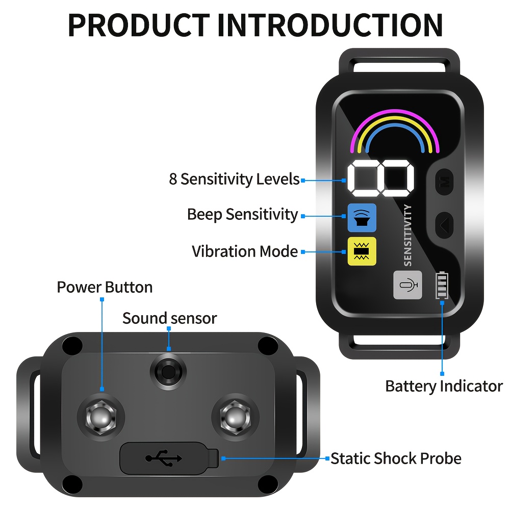 YNF   Training Collar with Vibration & Automatic Mode - USB, Adjustable Weight-Sensitive Sensing System, Compatible with Small/Medium/Large Dogs (2.27-45.36kg), Bark Control &   Training Collar, Long-Lasting Battery,   for Puppies & Adult Dogs, Dog Collar with Hand Control, Dog Training Collar with Remote High Quality, Training Dog Collar,   for Small Dogs, Training Dog Collars