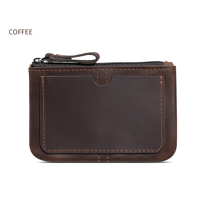 E-shop Oberteil Rindsleder Retro Leder Geldbörse Echtes Leder Herren und Damen Freizeit Kleine Geldbörse Oberteil Rindsleder Reißverschluss Geldbörse