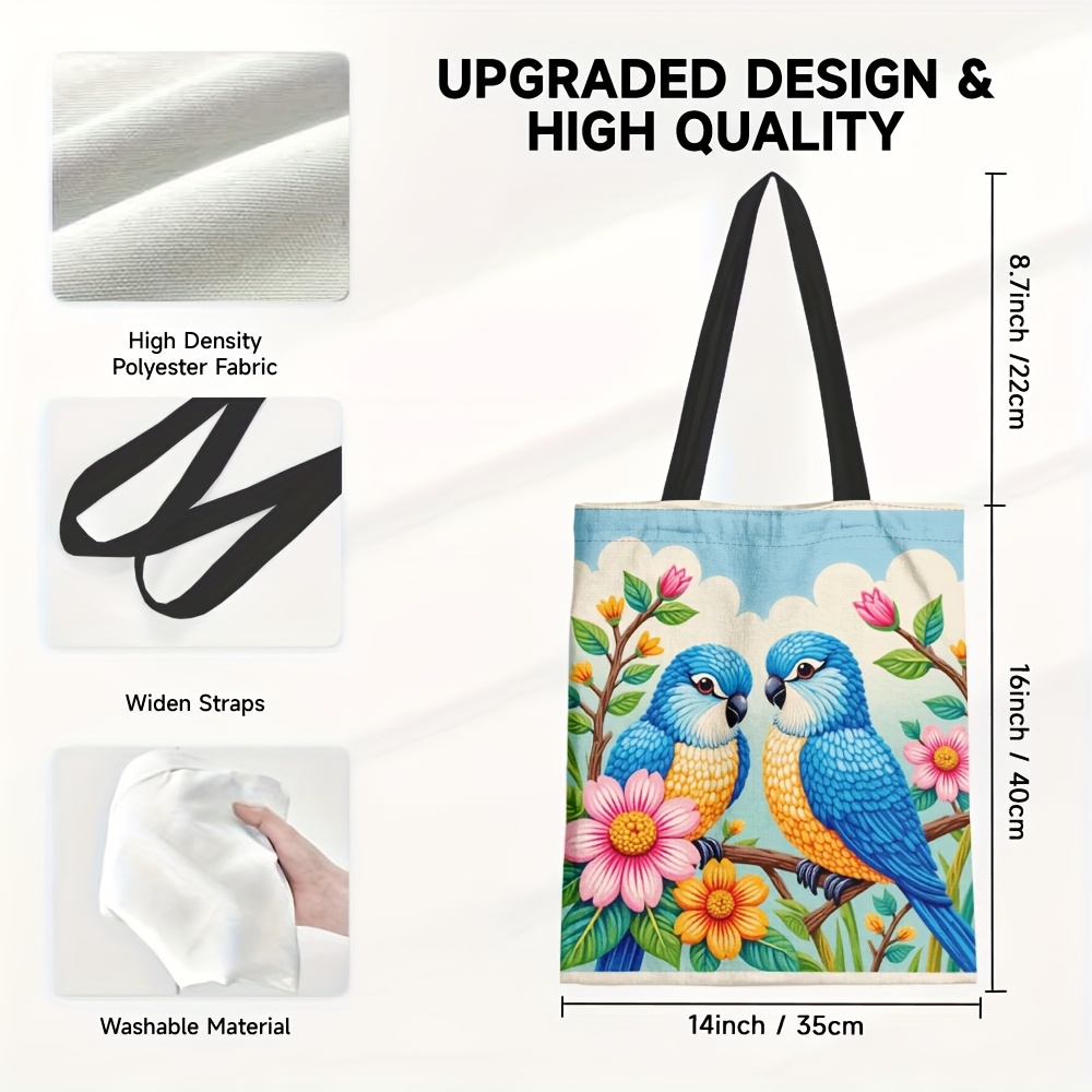 TEMU 1pc Women' Bird Diamond Painting Tote Bag Suitable For – Lightweight Foldable Shoulder Bag With Bird, Durable Spacious Carryall Organizer For,