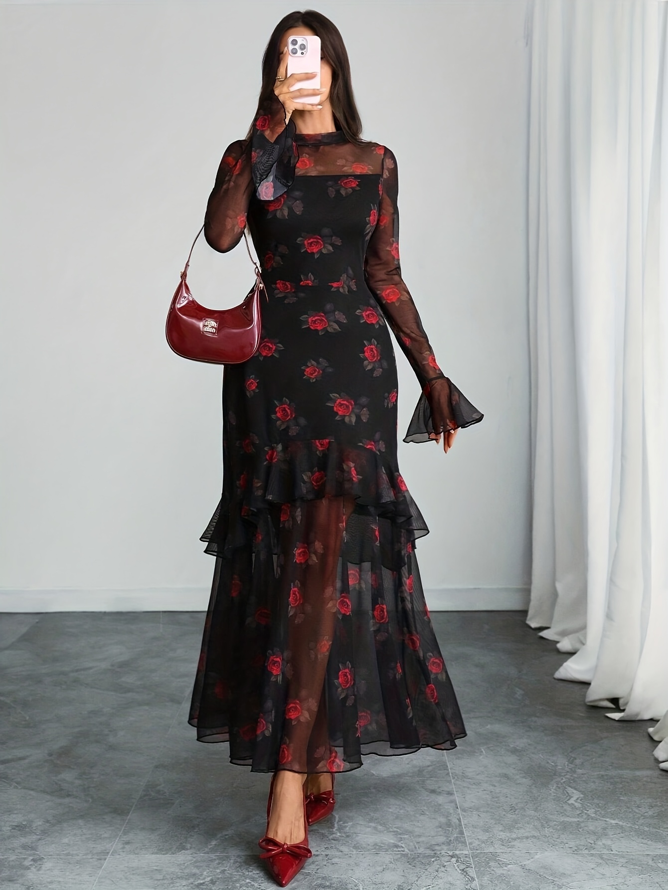elegant african dresses for ladies Gothic Elegant Mermaid Women Dress / V-neck Velvet Black Dress main image 0