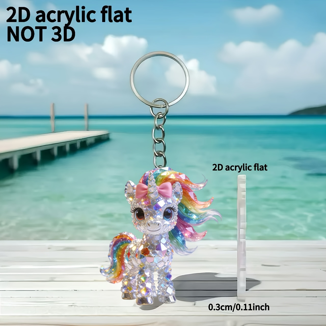 E-shop [2D Flat] [2D Flat] [2D Flat] ., Acryl-Schlüsselanhänger, Niedlicher Pony, Praktischer und schöner neuartiger Schlüsselanhänger, Schlüsselkette,