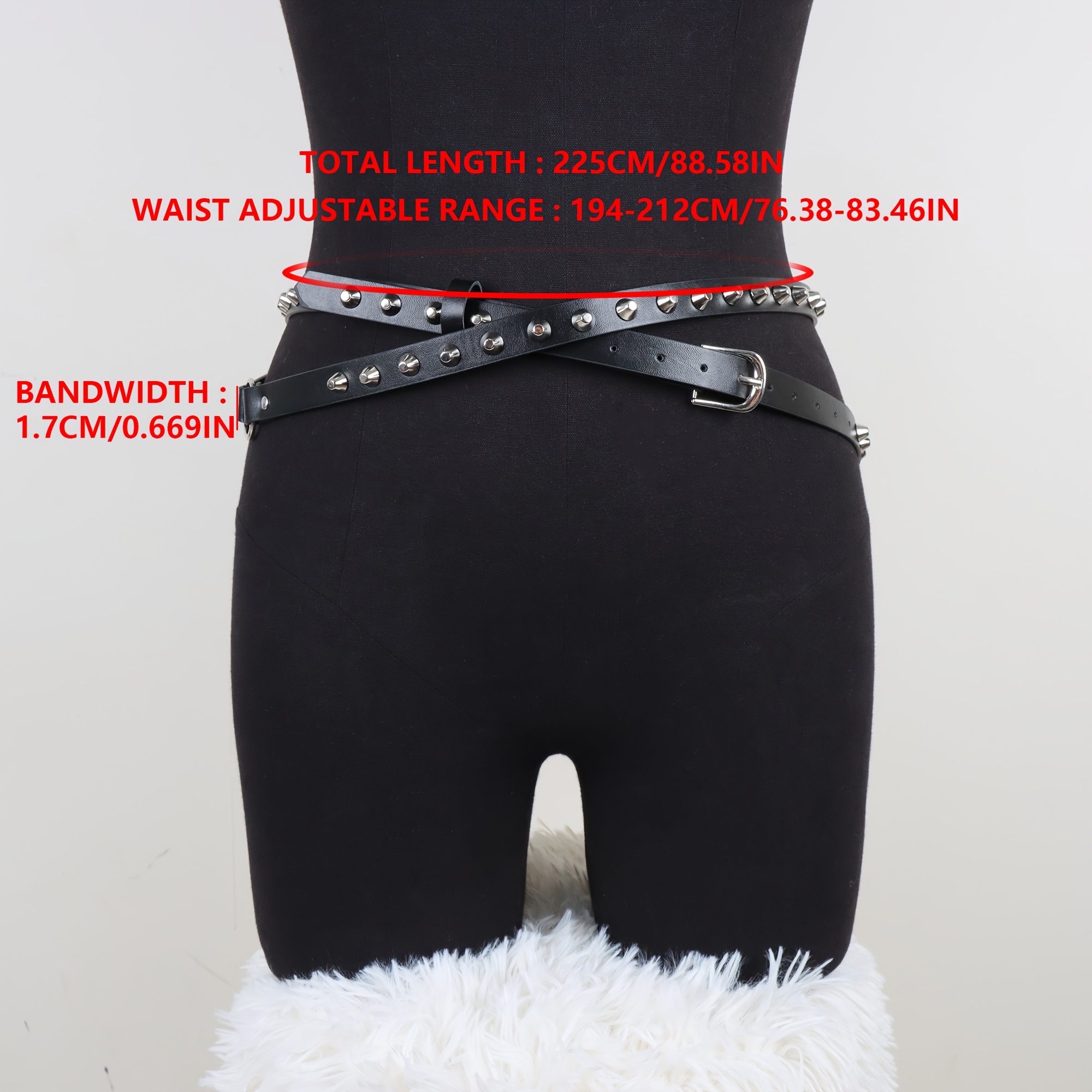 Punk Cowboy Style Double Loop Belt with Bucket Nails