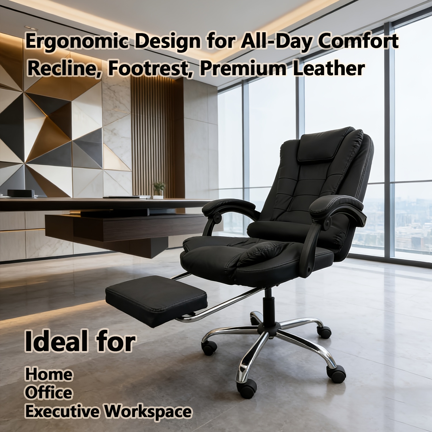 Ergonomic Office Chair, Adjustable Desk Chair, Reclining Swivel Computer Chair with Armrests, Suitable for Gaming, Home Office, And Office Use