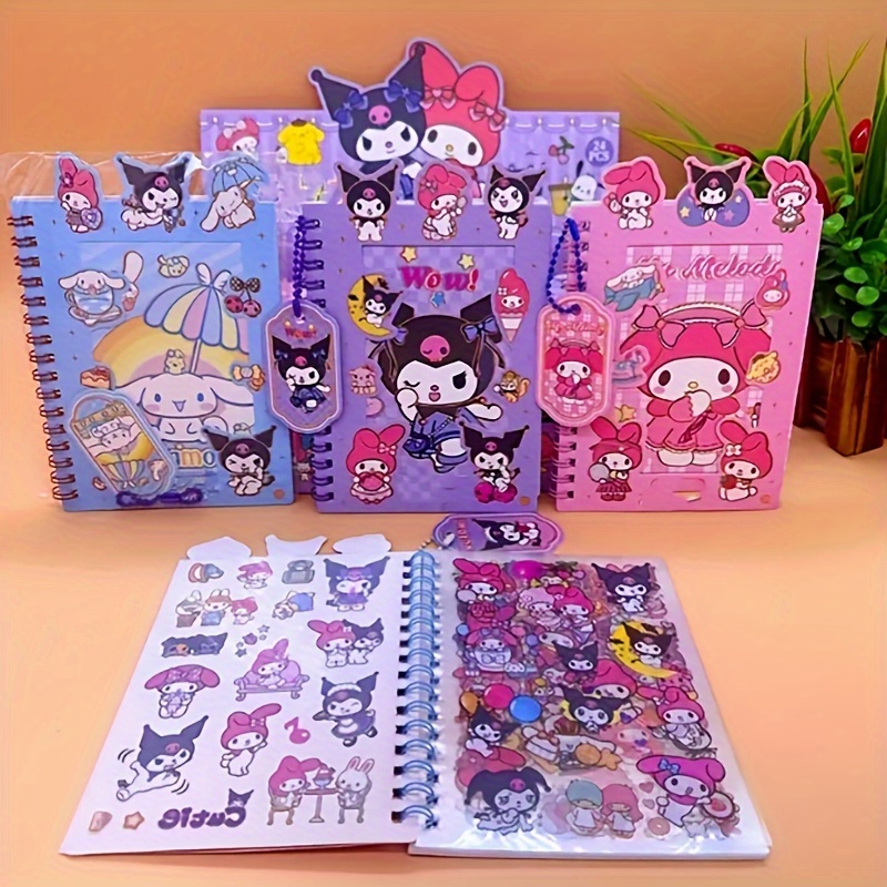 

[school Supplies] Sanrio Kuromi & My Melody Cinnamoroll Sticker Set - Adorable Character Themed Notebook With Spiral Binding And Accessories, 1pc, Cute School Notebooks