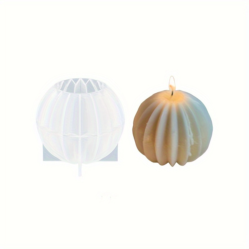 3d Geometric Striped Sphere Silicone Mold For Candles, Soaps, Resin Crafts - Diy & Wax Melting Tool For Home Decor