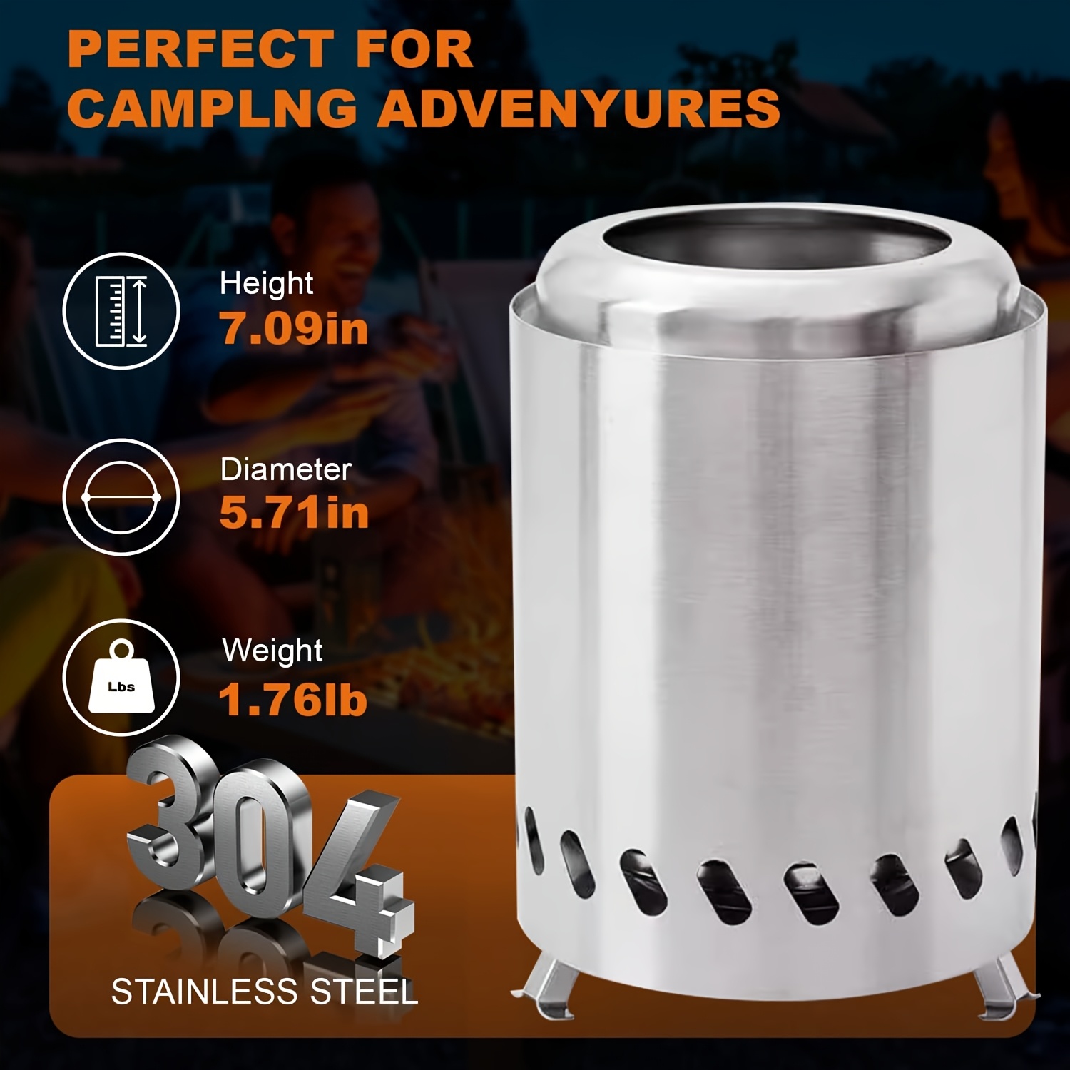 TEMU Tabletop Fire Pit, 2025 Upgraded Stainless Steel Smokeless Portable Tabletop Fire Pit For Camping, Outdoor & Patio - Wood Burning/pelletfueled,