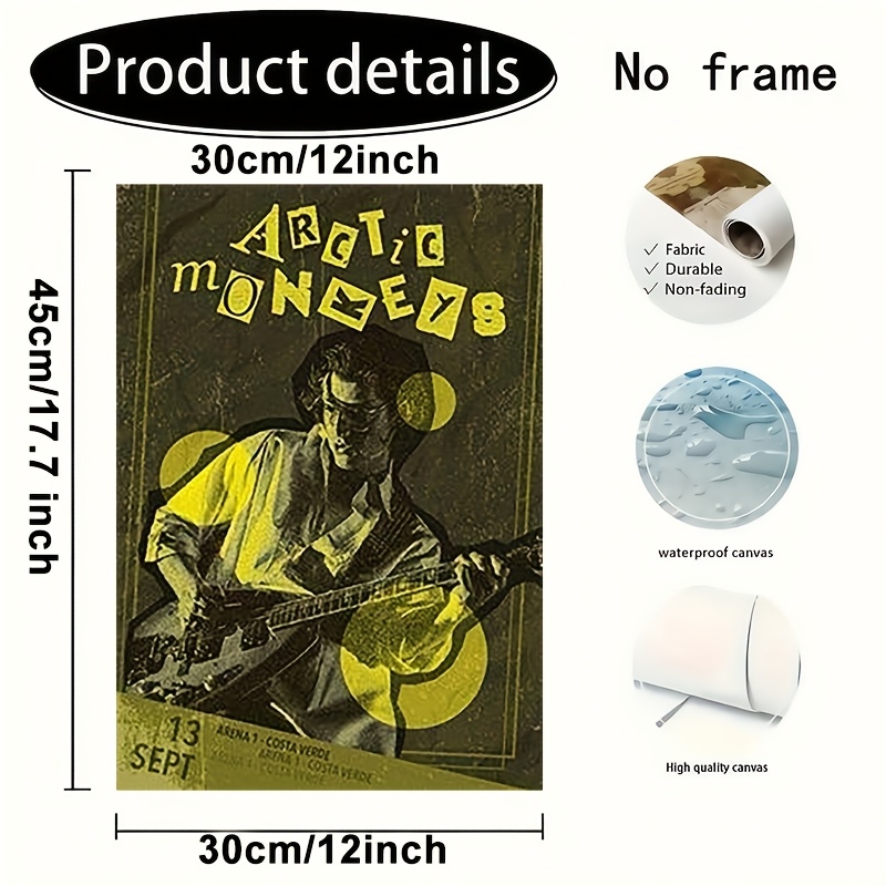 TEMU 2d Flat Printing 1pc Frameless Retro 80s Music Poster - Vintage Wall Art Decor With Colors & Lettering - Frameless Canvas Print For Living Room,