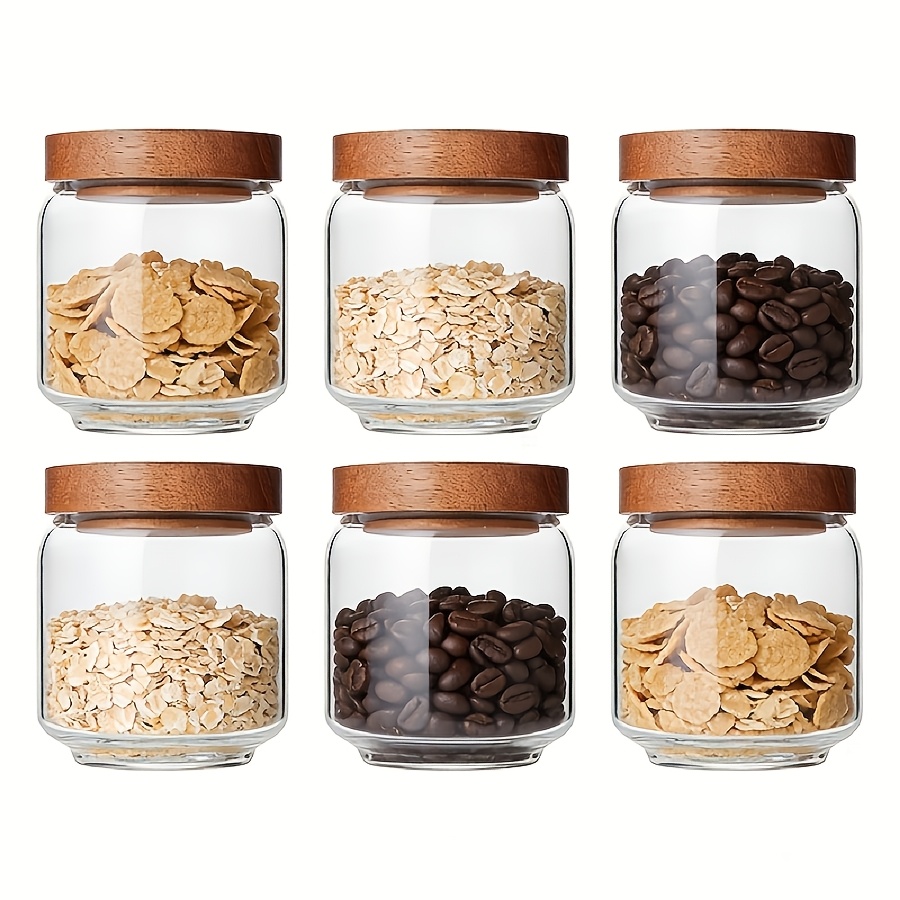 4/6/8 Pack Glass Containers Canister Set, 15.2 Oz Food Storage Spice Jars With Airtight Lids, Containers For Coffee Sugar Tea Beans Nuts Candy Pantry Organization